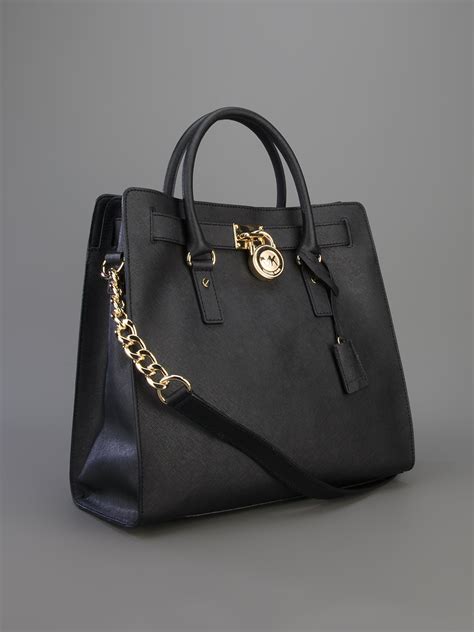 michael kors hamilton large tote black silver hardware|Michael Kors nouveau Hamilton large.